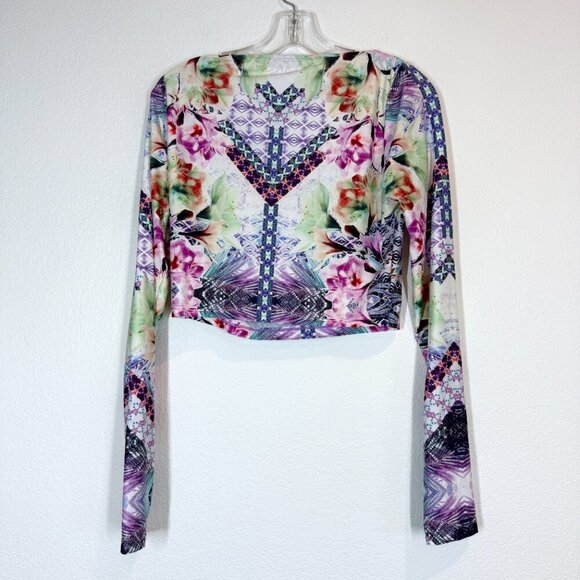Nanette Lepore Swim Sun Top Crop Rashguard Floral Beach Large - Picture 5 of 12